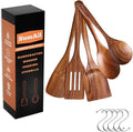 5 PCs Teak Wooden Utensil Set by Unknown