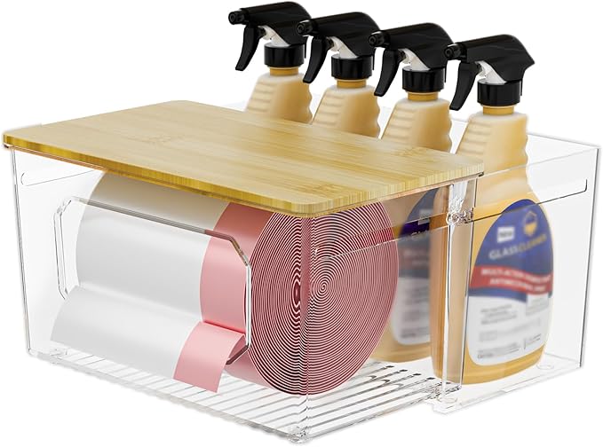 Trash Bag Holder 2-in-1 Under Sink Organizer, Acrylic Trash Bag Dispenser by SPOSPO