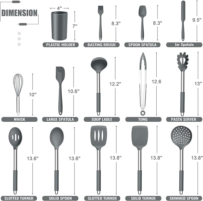 E-far 14 Pieces Silicone Cooking Utensils Set, Kitchen Utensils Set - Image 2