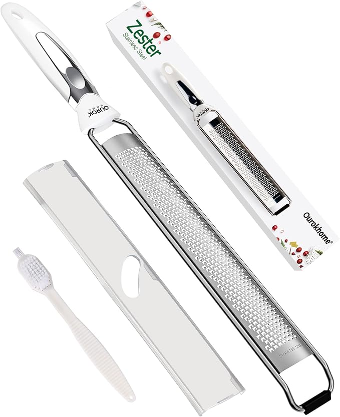 Ourokhome Kitchen Lemon Zester, Stainless Steel Hand Held Parmesan Cheese Grater by Ourokhome