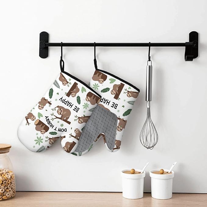 Sloth Gifts for Women, Funny Sloth Oven Mitt & Pot Holder Set, Heat Resistant - Image 6