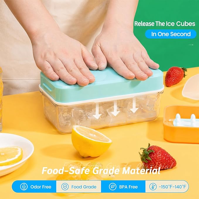 Ice Cube Tray with Lid and Bin, Ice Trays - Image 2