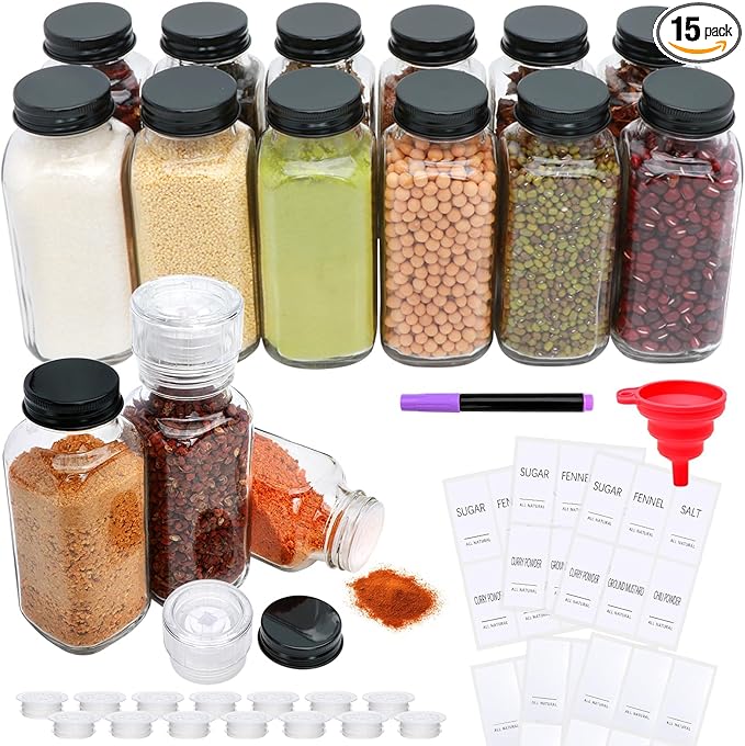 15 Pack 8oz Glass Spice Jars by Gakshzbds
