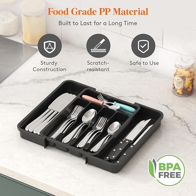 Lifewit Silverware Drawer Organizer, Expandable Utensil Tray - Image 4