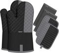 Oven Mitts and Pot Holders Sets 6pcs, Kitchen Oven Glove, High Heat Resistant by OvenMitts