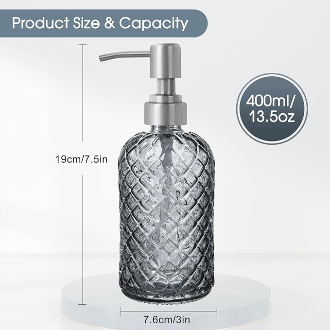 Gem-Patterned Glass Soap Dispenser - Image 4