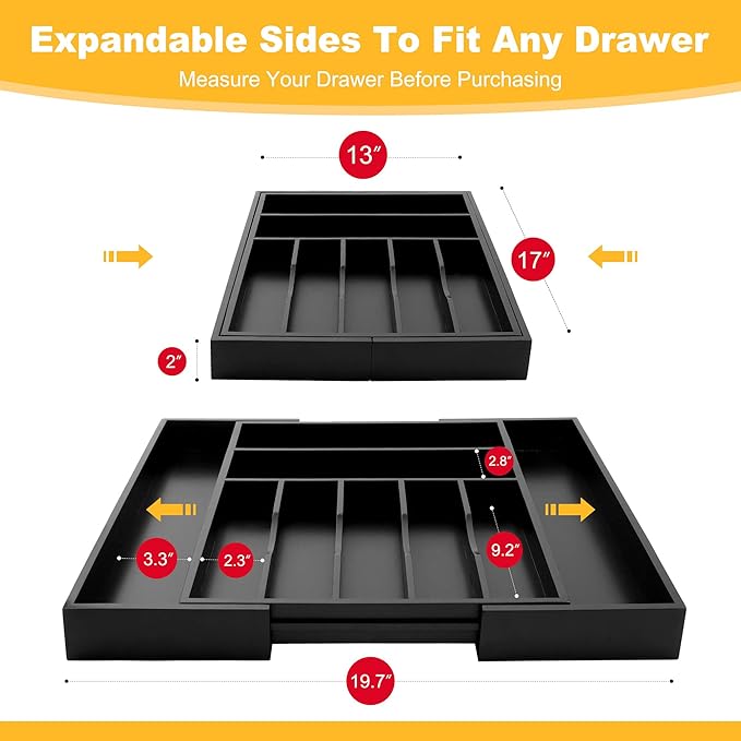 Large Premium Bamboo Silverware Organizer - Image 2