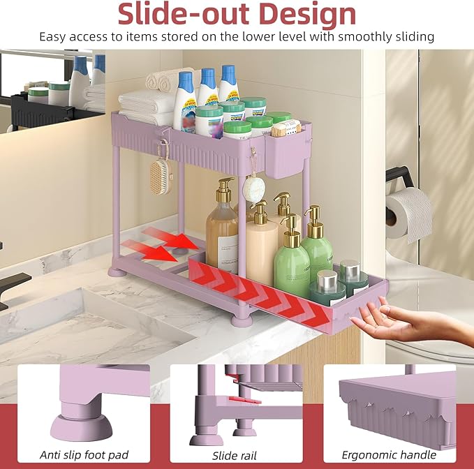 Sevenblue Under Sink Organizer, Bathroom Organizers and Storage, 2 Tier - Image 2