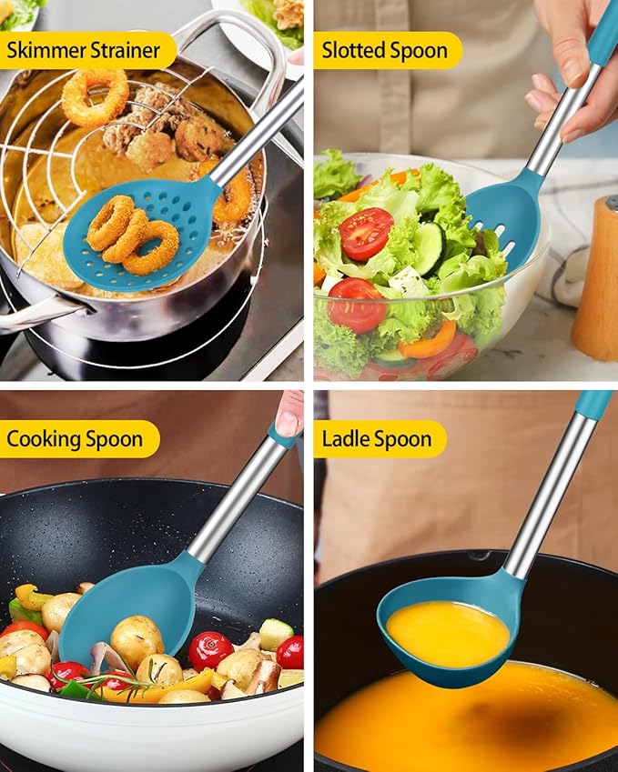 Silicone Cooking Utensil Set, BPA Free Heat Resistant Kitchen Tools - Image 4