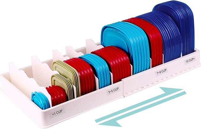 SWOMMOLY Expandable Food Storage Container Lid Organizer, Includes 8 Adjustable by SWOMMOLY