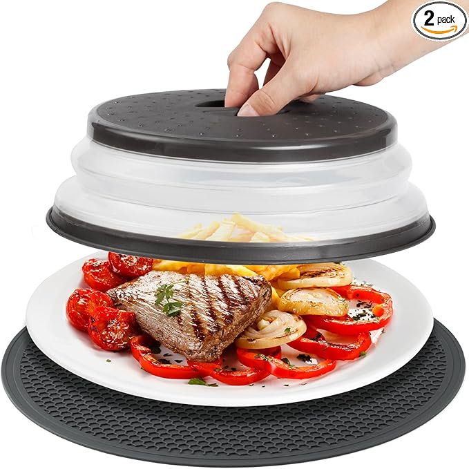 Microwave Splatter Cover & Silicone Mat – Collapsible, Reusable Food Guard and by MAGJIUKE