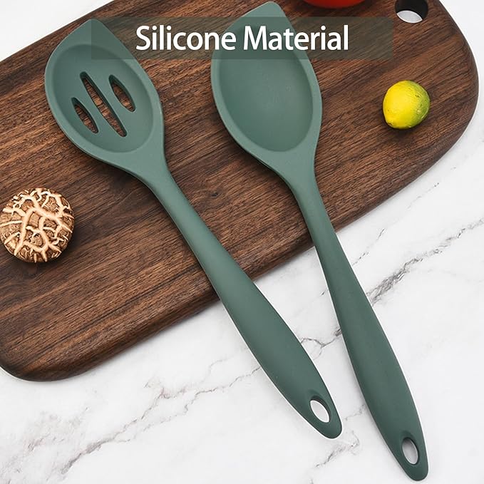 2-Pieces Silicone Cooking Spoon Spatula, Large Serving Spoons - Image 4