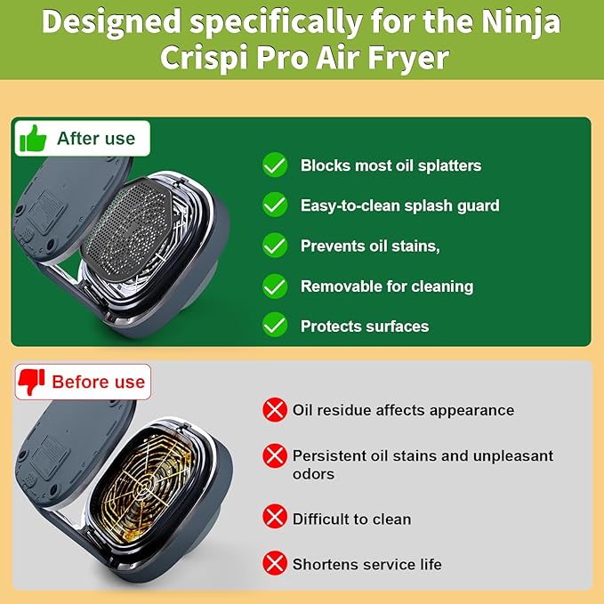 2 PCS Silicon Splatter Shield for Ninja Crispi Pro Air Fryer, Heat-Resistant - Image 3