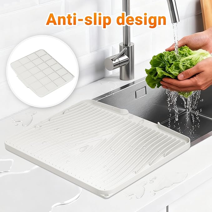 Silicone Dish Drying Mat for Kitchen Counter, Dish Drying Pad, Non-Slip Drain - Image 5
