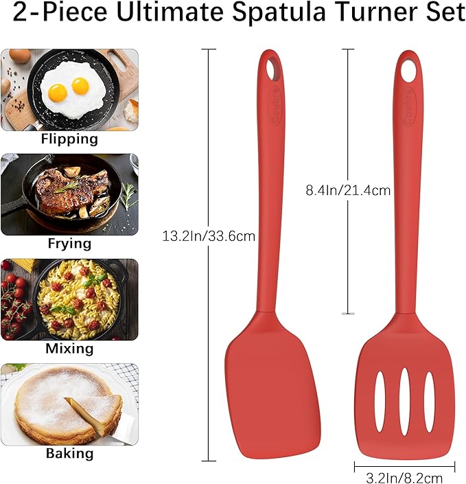 Coukre 2 Pack Silicone Spatula Set, High Heat Resistant, BPA Free Kitchen - Image 6