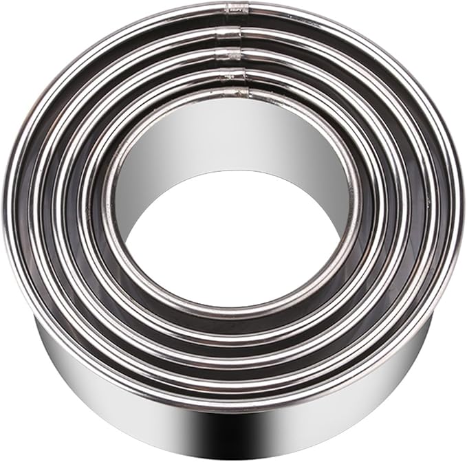 5 Pieces Biscuit Cookie Cutters Set, Stainless Steel Circle Round Cookie by KSPOWWIN