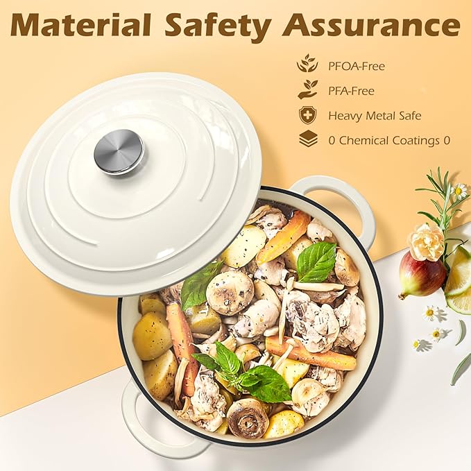 Umite Chef Enameled Cast Iron Dutch Oven-7QT Pot - Image 6