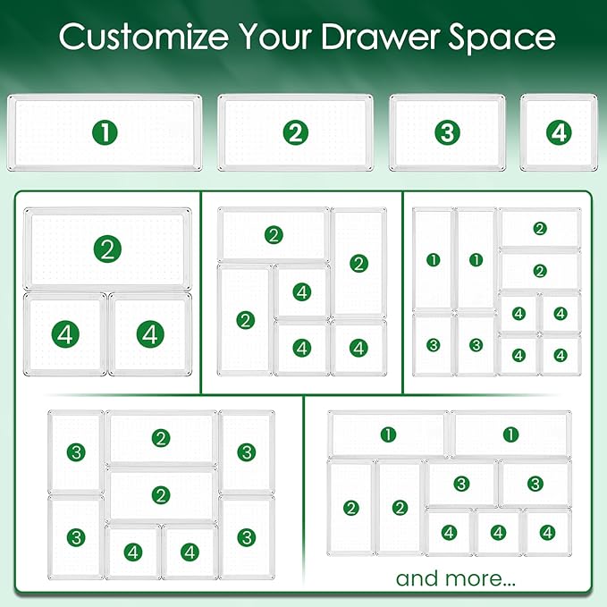 Criusia Drawer Organizer Set, Acrylic Non Slip Non Cracking Kitchen Drawer - Image 9