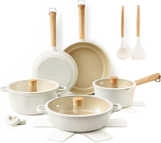 SENSARTE 17Pcs Ceramic Nonstick Cookware Set Non-toxic Healthy Pots and Pans by SENSARTE