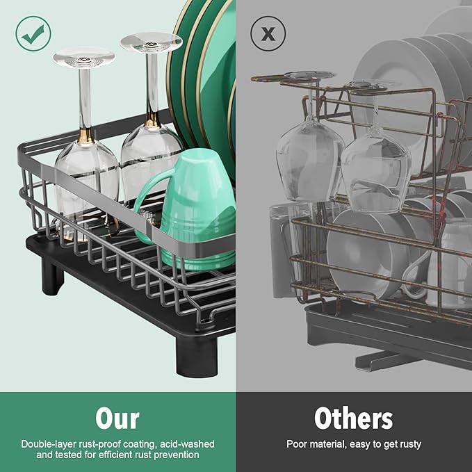 MOUKABAL Dish Drying Rack, Dish Rack, Stainless Steel Dish Racks - Image 5