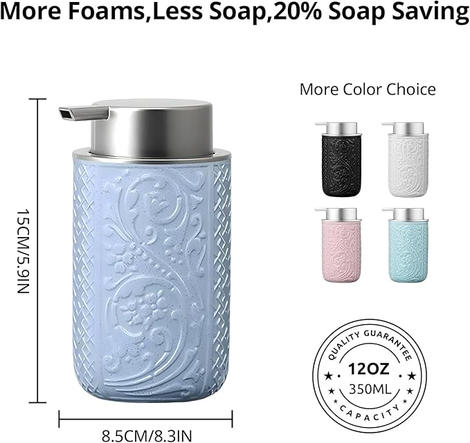 12OZ/350ML Ceramic Foaming Soap Dispenser Empty Hand Soap Dispenser Refillable - Image 2