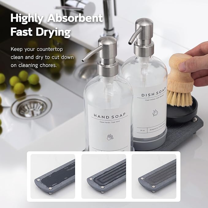 Kitchen Soap Dispenser Set - 16OZ Clear Glass Bottle - Image 2