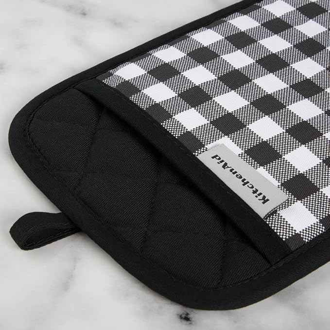 KITCHENAID Gingham Pot Holder 2-Pack Set, Matte Black - Image 3