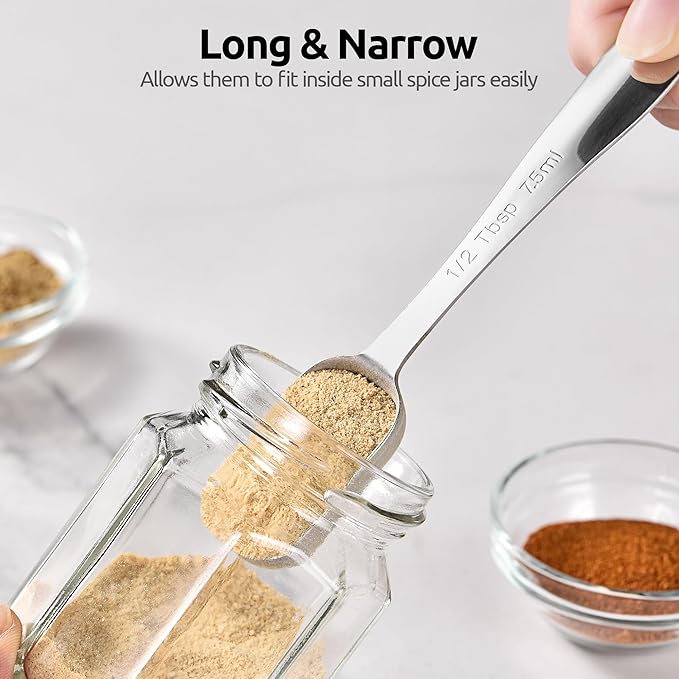 U-Taste Narrow Square Measuring Spoons: 18/8 Stainless Steel Kitchen Measure - Image 4