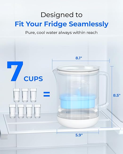 Waterdrop PT-72C-A Glass Alkaline Water Filter Pitcher, Eco-Friendly, Enhances - Image 7