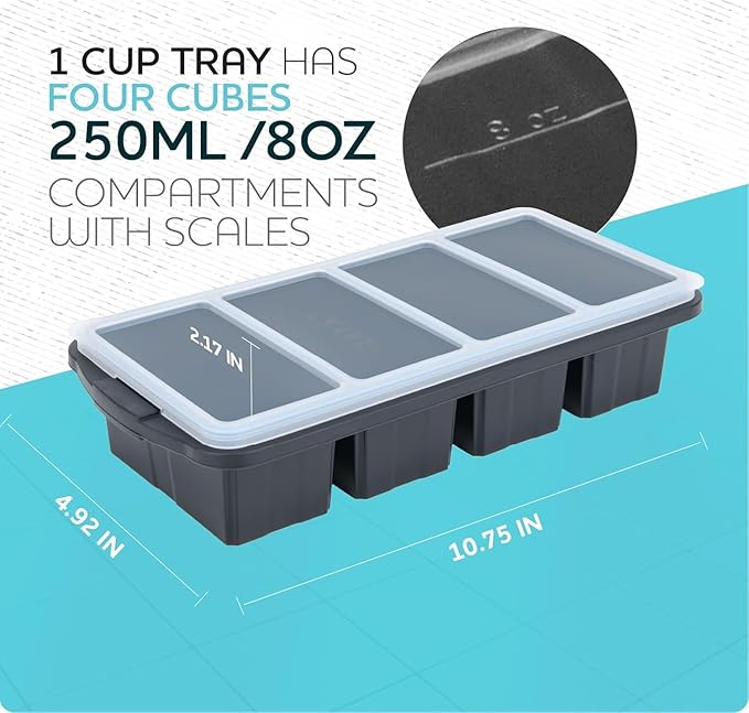 Silicone Freezer Tray With Lid-Soup Freezer Container molds-Large Ice Cube Tray - Image 7