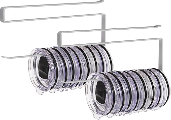 2 Pack Tumbler Lid Organizer, Horizontal Tumbler Lid Storage Hook to Hold Up 20 by JOLENSOY