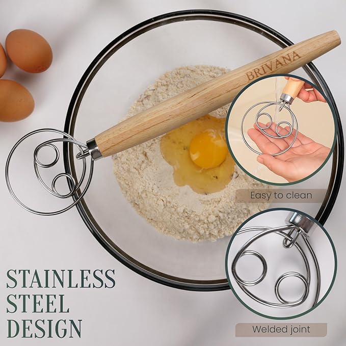 13-Inch Danish Dough Whisk, Wooden Handle - Image 7