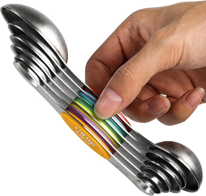 Magnetic Measuring Spoons Set Stainless Steel Stackable Dual Sided Teaspoons - Image 4