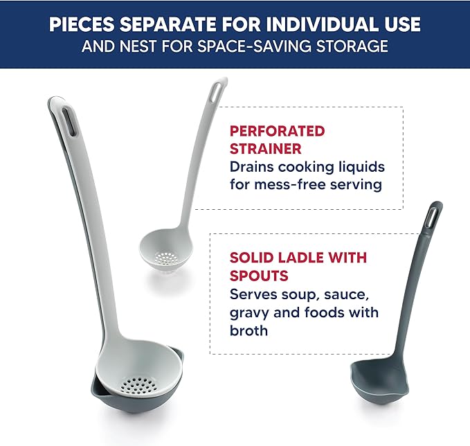 HIC Kitchen 2-in-1 Straining Ladle, Super Strong and Heat Safe - Image 2