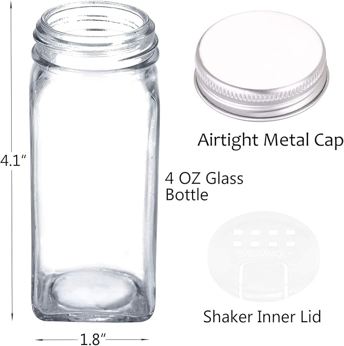 SWOMMOLY 48 Glass Spice Jars - Image 4