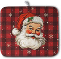 Santa Claus Christmas Dish Drying Mat Xmas Red and Black Buffalo Plaid by Kwlegh
