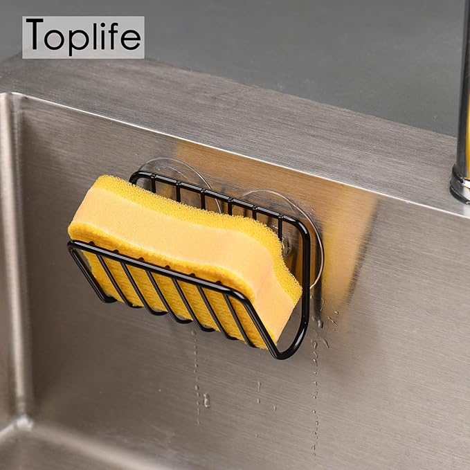 Toplife Sponge Holder for Kitchen Sink, Rust-Proof Suction Cup Sponge Caddy - Image 4