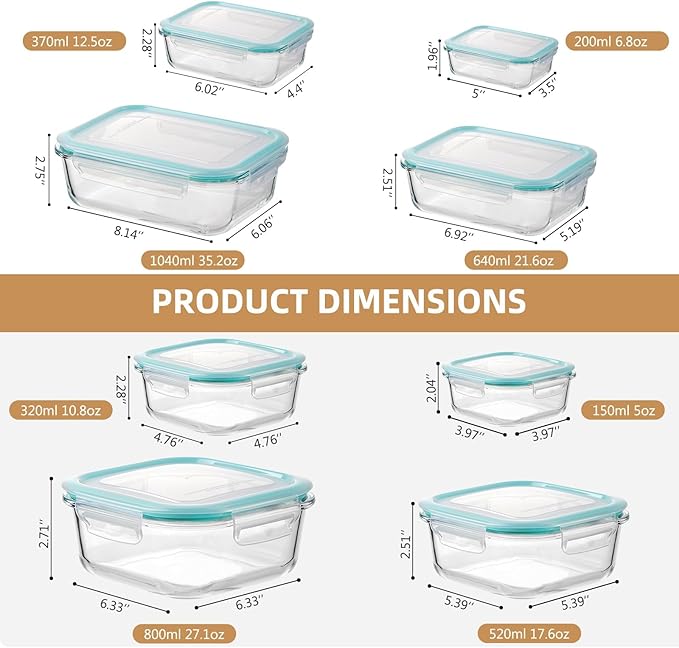 Liuruiyu 8 Pack Glass Food Storage Containers - Image 6