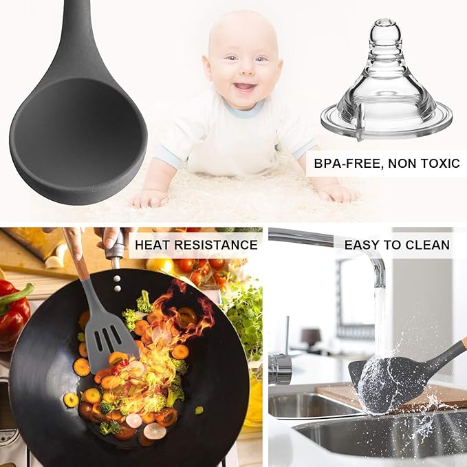 MIBOTE 17 Pcs Silicone Cooking Kitchen Utensils Set - Image 6