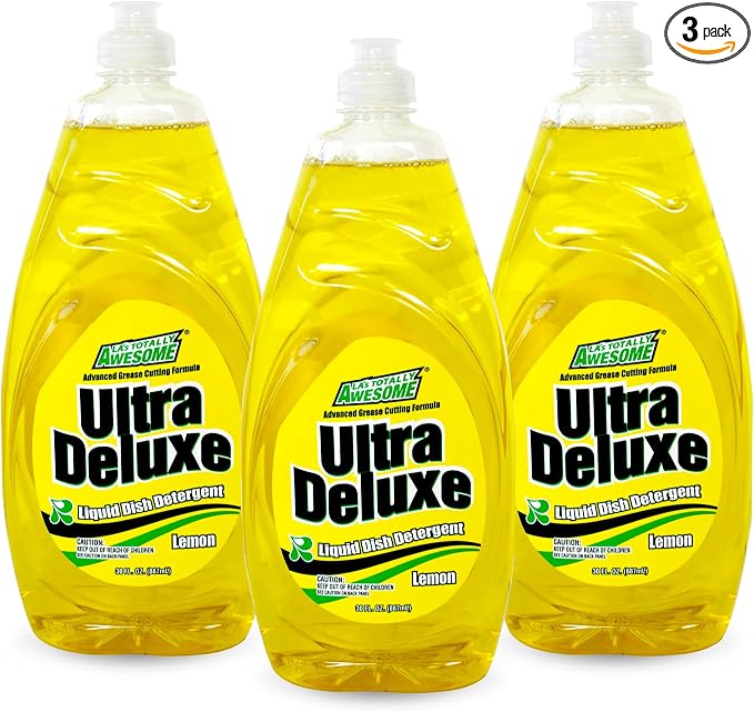 La's Totally Awesome Dish Soap Liquid – Lemon Scent (30 fl oz, Pack of 3) – Grease-Fighting Dishwashing Liquid from Awesome Cleaner Brand