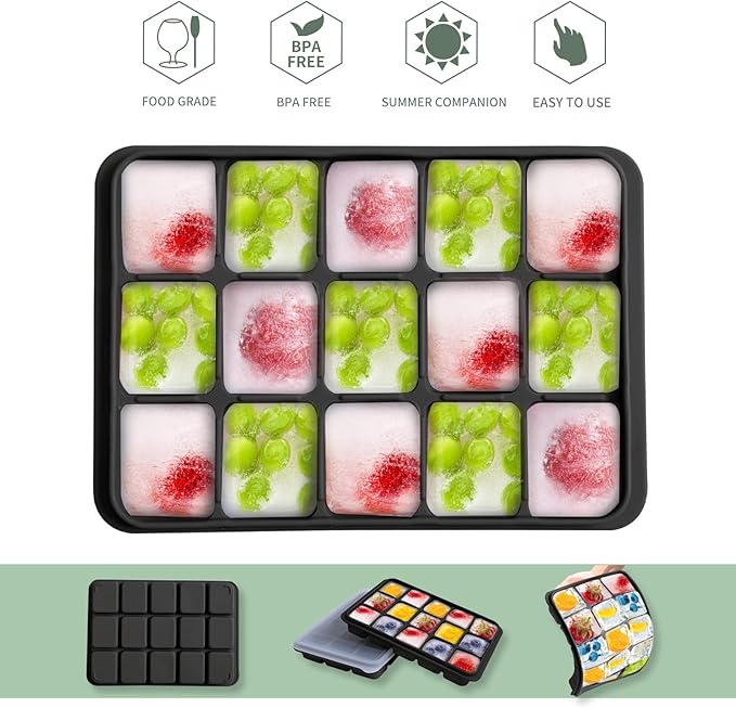 Tvmania Ice Cube Trays Set of 2, Easy Release 15 Flexible Silicone Ice Cube - Image 4