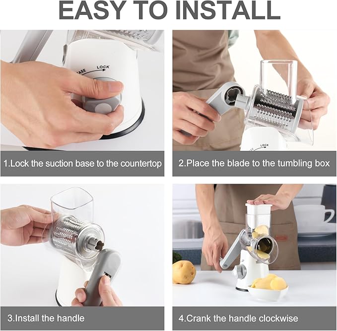 Cambom 5 in 1 Rotary Cheese Grater Hand Crank Cheese Shredder - Image 8