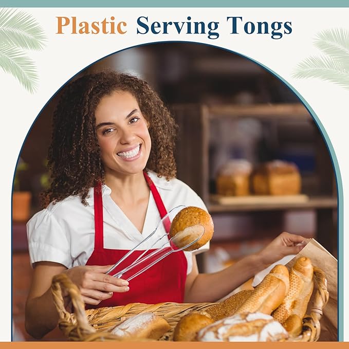 Tessco for you 25 Pcs Plastic Tongs for Serving Bulk, 9 Inch Plastic Disposable - Image 5