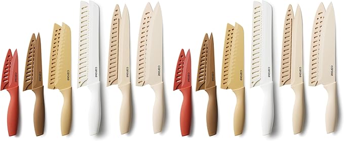 CAROTE Knife Set, 12 Pieces Kitchen Knife Set, 6 Stainless Steel Knives by CAROTE
