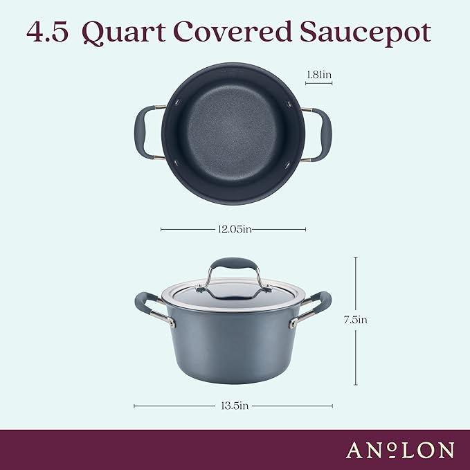 Anolon Advanced Home Hard-Anodized Nonstick Tapered Sauce Pan/Saucepot - Image 2
