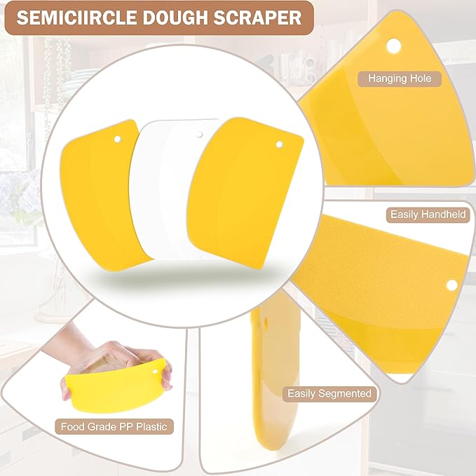 5 Pcs Bench Scraper, Bench Scraper Kitchen 2 Pcs Stainless Steel Dough Scraper - Image 4