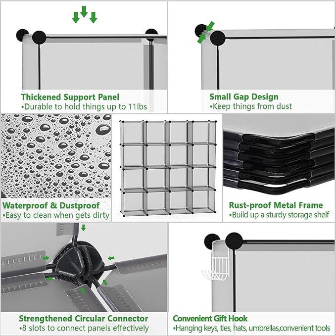 C&AHOME Plastic 16-Cube Grey UPCS16G - Image 7