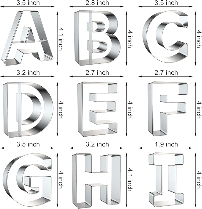 4 Inch Alphabet Letter Cookie Cutter Set - Image 2