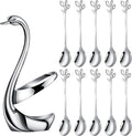 AnSaw Silver Small Coffee Spoon Holder Set, Swan Base by AnSaw