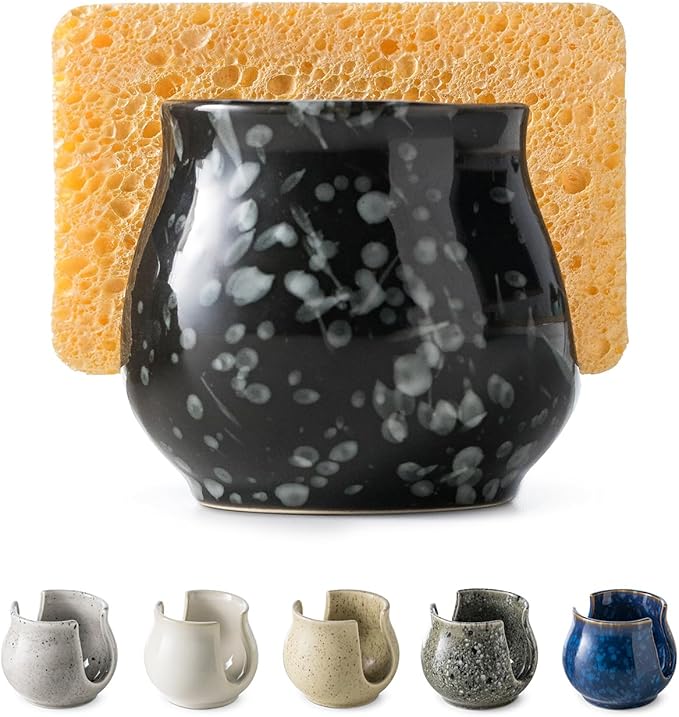 Zoeeker Kitchen Sponge Holder, Ceramic Dish Sponge Holder Kithen Sink Organizer by LAUCHUH